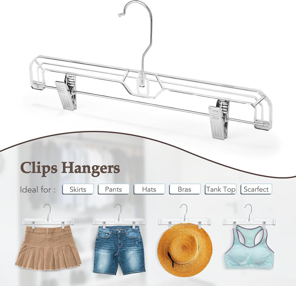 HOUSE DAY Heavy Duty Clear Pants Hangers 500 Pack, 14'' Skirt Hangers