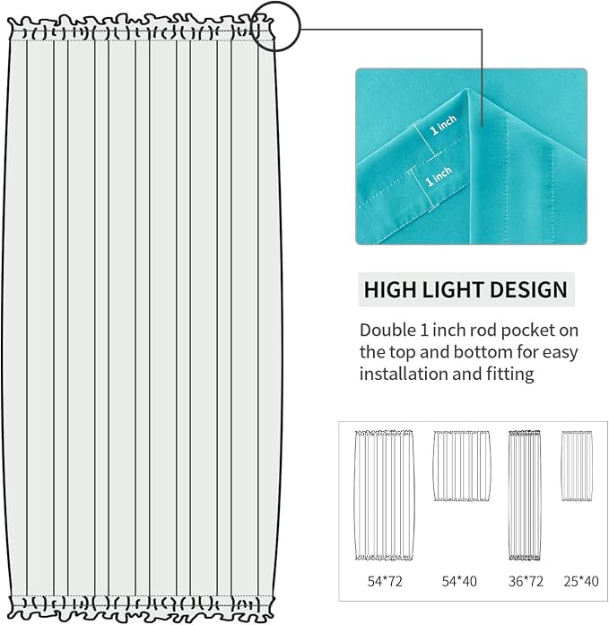 DWCN French Door Curtains – Rod Pocket Thermal Blackout Curtain - Image 3