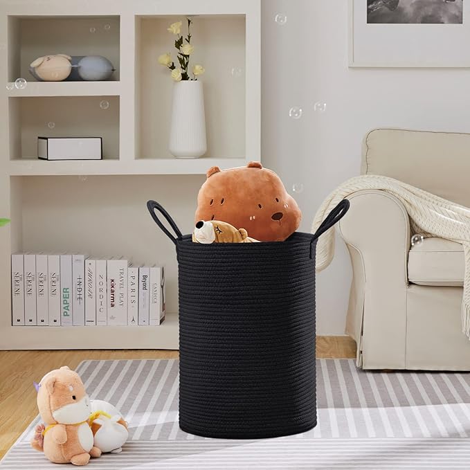 VIPOSCO Large Laundry Hamper, Tall Woven Rope Storage Basket - Image 2