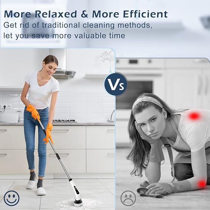 Electric Spin Scrubber, Cordless Cleaning Brush Scrubber - Image 4