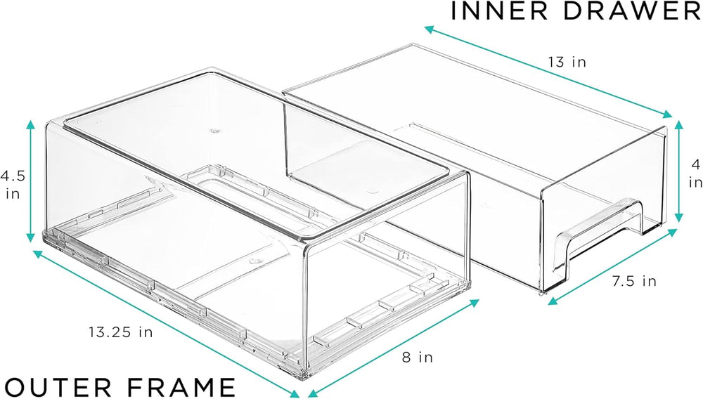 Sorbus Clear Stackable Storage Drawers for Refrigerator (Medium, 4 Pack)
