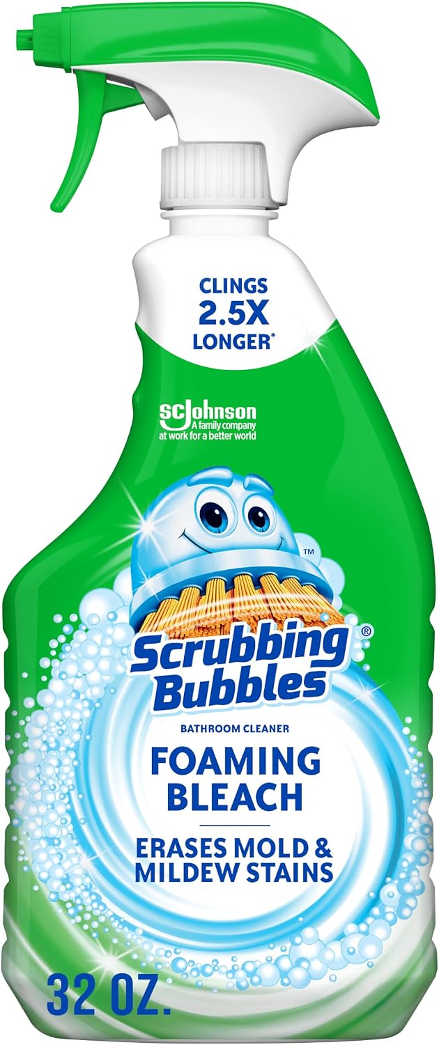 Scrubbing Bubbles Foaming Bleach Bathroom and Shower Cleaner Disinfectant Spray, Helps Erase Mold & Mildew, 32oz