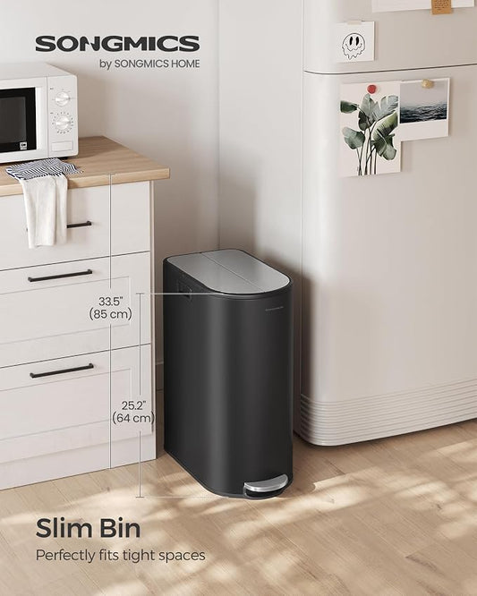 SONGMICS 13-Gallon Dual Kitchen Trash Can, 5.3 and 8 Gallon Compartments - Image 2