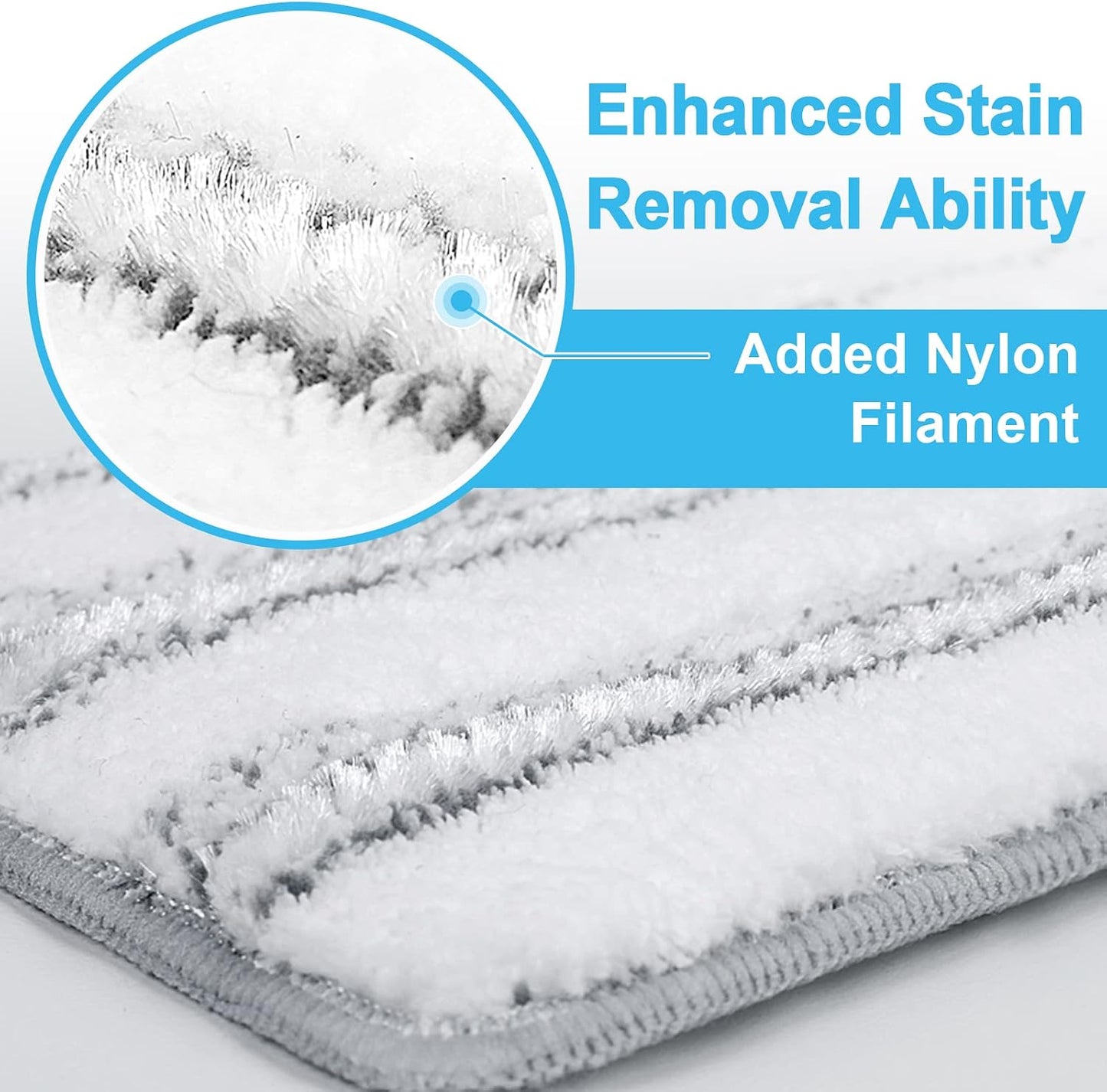 Flat Mop Pads, Mop Replacement Pads, Stronger Absorbent Microfiber Mop Pads, Machine Washable Pads, Refill 3 Packs