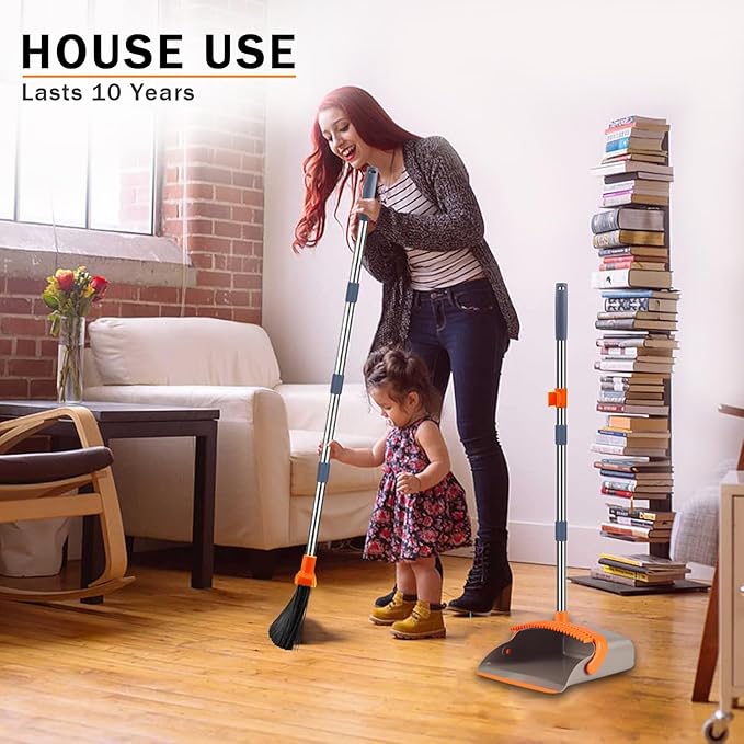 2-Pack is More economical，Upgraded Upright Broom and Dustpan Combo - Image 5