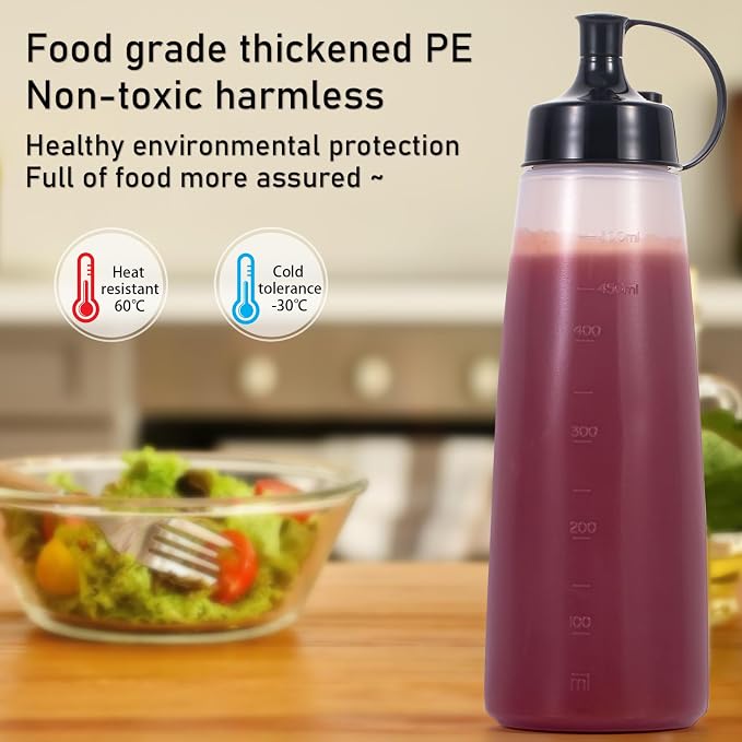 Condiment Squeeze Bottles Ketchup Dispenser 2PCS 16.9 oz Plastic Sauce Squirt - Image 5