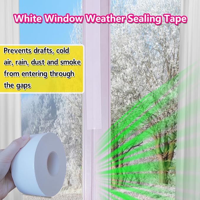 White Window Weather Sealing Tape, Waterproof Window AC Air Conditioner Sealing - Image 2