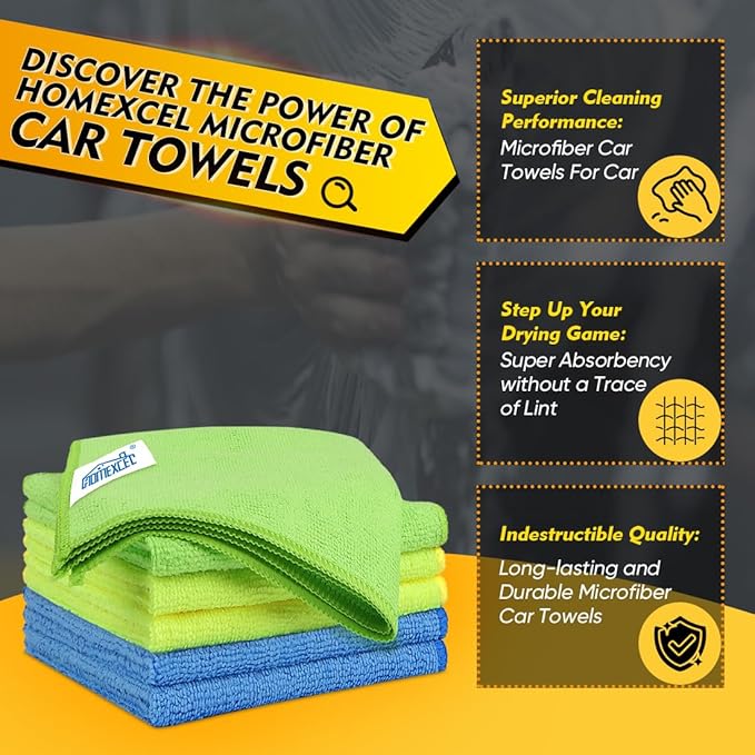 HOMEXCEL Microfiber Cleaning Cloth 6 Pack, 12.5 x 12.5 Inch Microfiber Towels - Image 2
