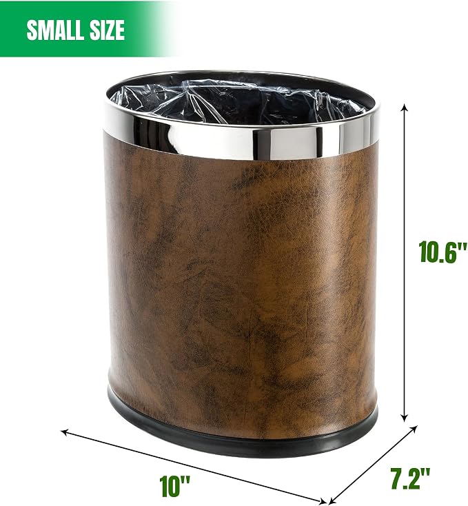 'Invisi-Overlap' Open Top Leatherette Trash Can, Small Office Wastebasket - Image 3