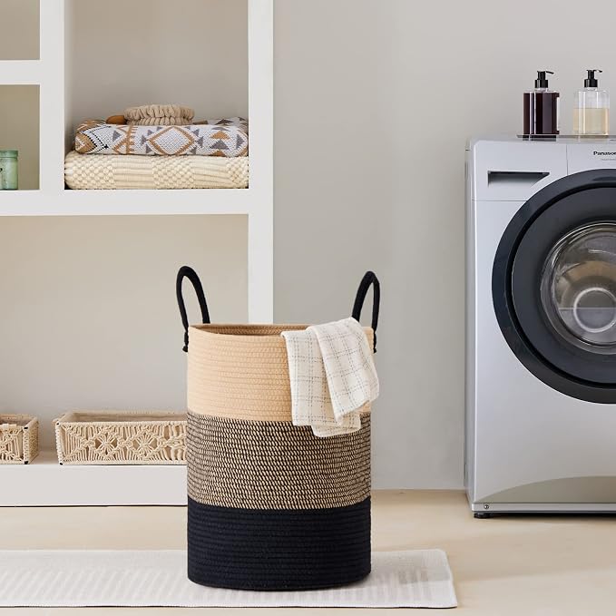 VIPOSCO Large Laundry Hamper, Tall Woven Rope Storage Basket - Image 7