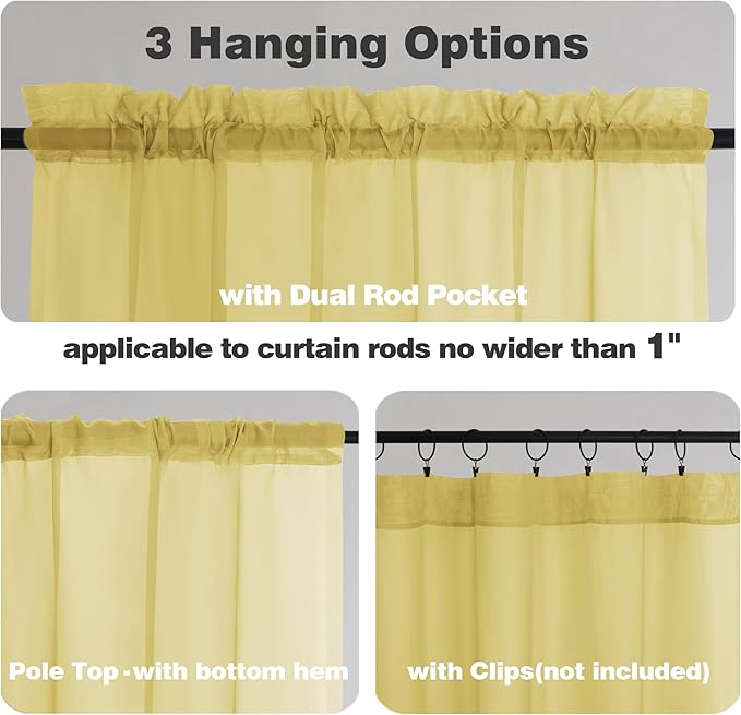 Chyhomenyc Sheer Valances for Windows 2 Pack, Small Valance for Living Room - Image 2