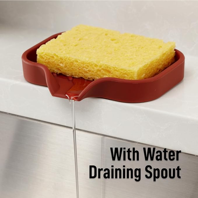 Zulay Kitchen Small Silicone Sponge Holder – Space-Saving Sink Organizer Tray - Image 8