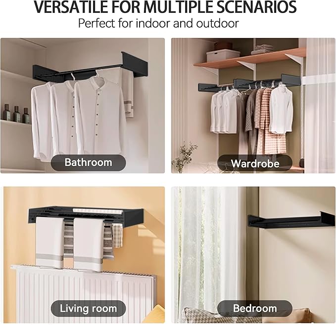 FOCHIER F Laundry Drying Rack Wall Mounted Clothes Drying Rack Collapsible - Image 7