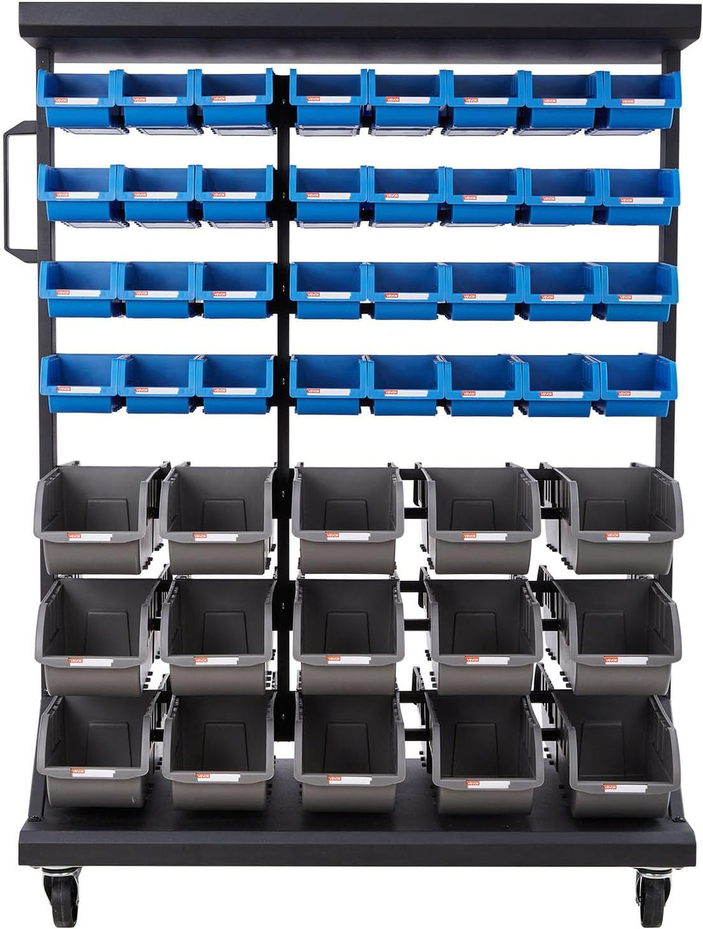 VEVOR 7-Tier Double-Sided Rolling Bin Storage Rack, 94 Plastic Bins, Dual-Sid...