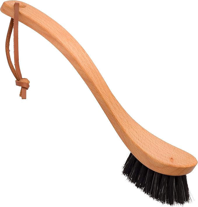 Redecker Curved Dish Brush, Soft Horsehair Bristles, Ergonomic Design by Redecker