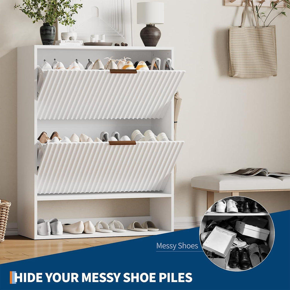 Takywep Shoe Cabinet for Entryway, Narrow Freestanding Shoe Cabinet Storage w...