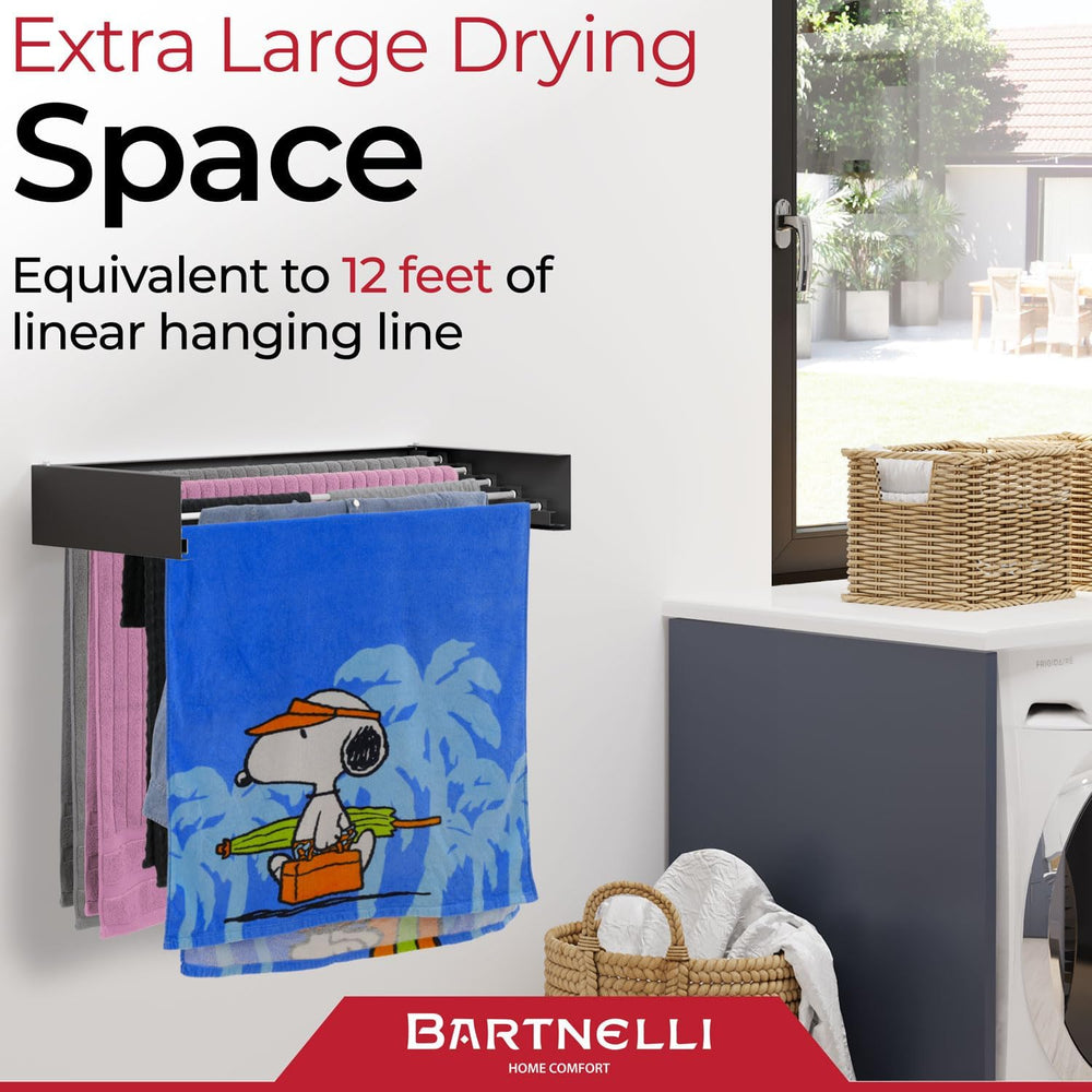 Bartnelli Wall Mounted Clothes Drying Rack for Laundry | Collapsible Clothing...