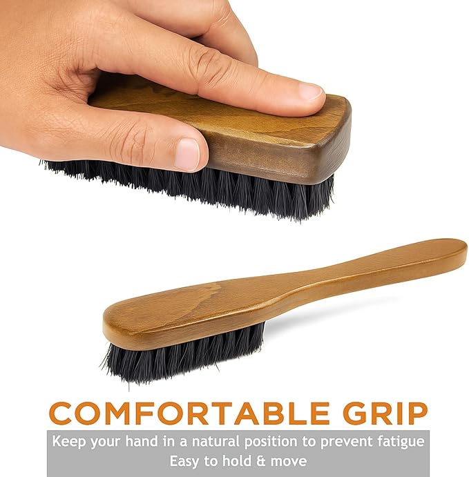 TAKAVU Leather & Upholstery Cleaning Brush Set, 100% Black Boar Bristle - Image 4