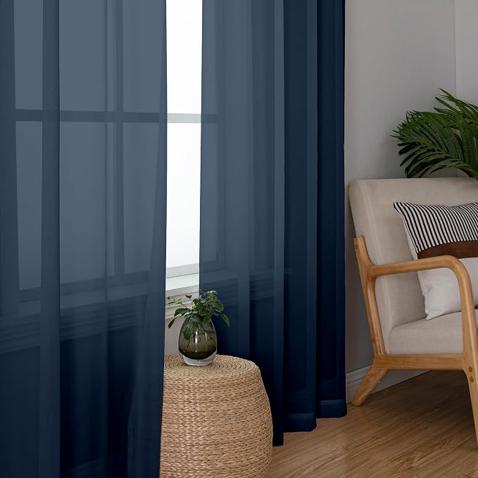 Chyhomenyc Extra Long Sheer Window Curtain Panels 120 Inch 2 PCS, Rod Pocket - Image 3