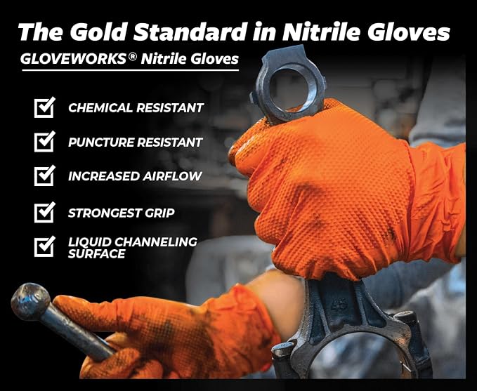 GLOVEWORKS Heavy-Duty Nitrile Gloves, Disposable, Latex Free, 8 Mil, Diamond - Image 5