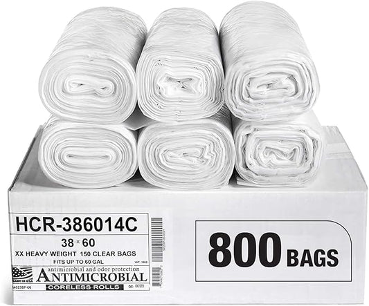 Aluf Plastics High Density Trash Bags, 60 Gallon, 14 Micron, by AlufPlastics
