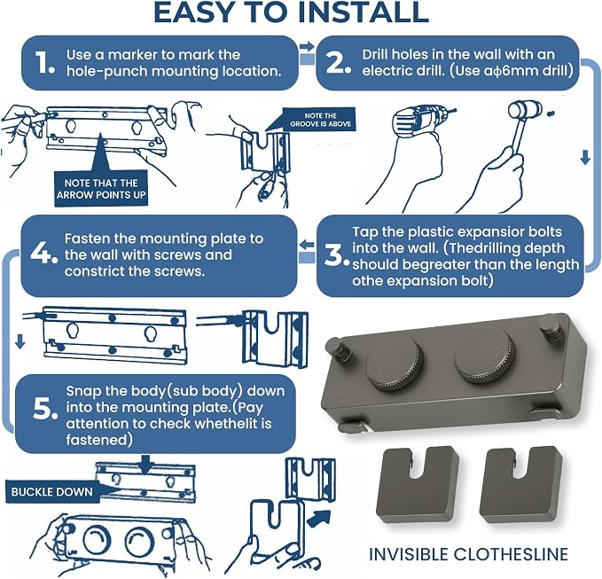 Retractable Clothesline Indoor Outside Heavy-Duty, Upgrade 304 Double Stainless - Image 7