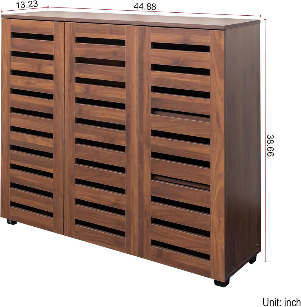 Shoe Cabinet, 5-Tier Shoe Storage Cabinet with Adjustable Shelves, Wooden Sho...