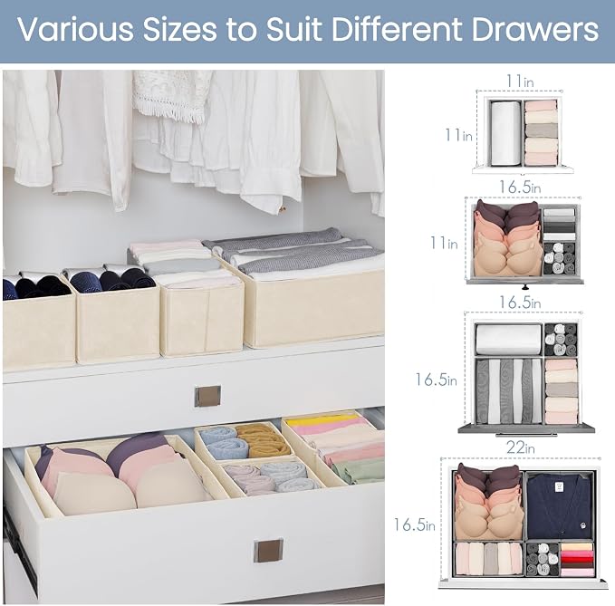 Criusia Drawer Organizer Clothes, 24 Pack Underwear Drawer Organizers, Foldable - Image 7