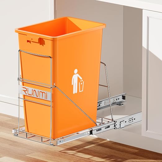 Pull Out Trash Can Under Cabinet，Heavy Duty Slide-Out Cabinet Kit, Adjustable by RUNMI