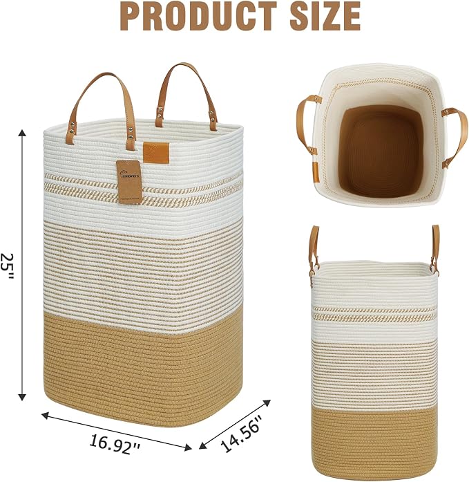 danpinera 100L Nursery Hamper, Tall Woven Laundry Basket - Image 8