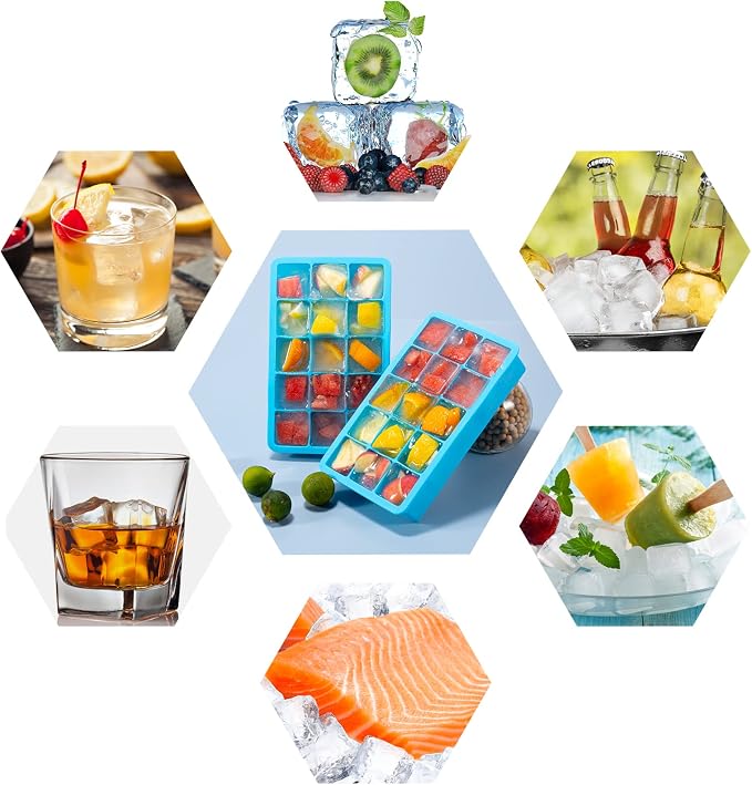 2 Pack Ice Cube Trays, ZDPMK Silicone Easy Release Flexible Molds 15 Ice Cubes - Image 5