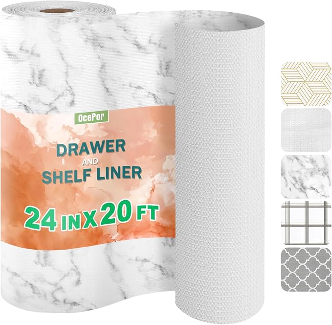 OcePor Non-Adhesive Drawer and Shelf Liner 24IN x 20FT，Non Slip Cabinet and by OcePor