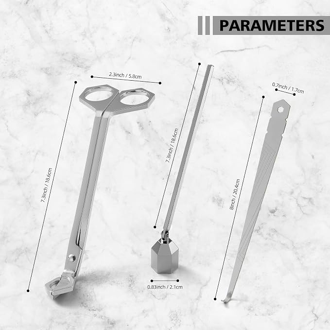 3-in-1 Candle Accessory Set, Wick Trimmer, Candle Snuffer, Wick Spoon, - Image 6