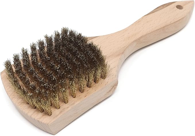 Brass Wire Utility Scrub Brush for Cleaning 9" Hardwood Handle by MidwestHearth