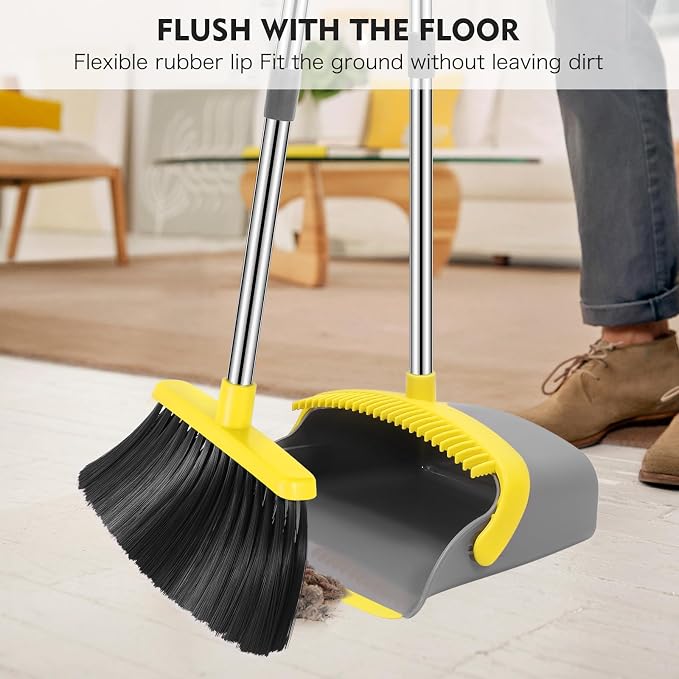 NACENA Broom and Dustpan Set, 55-in Long Adjustable Handle Broom Dustpan Combo - Image 3