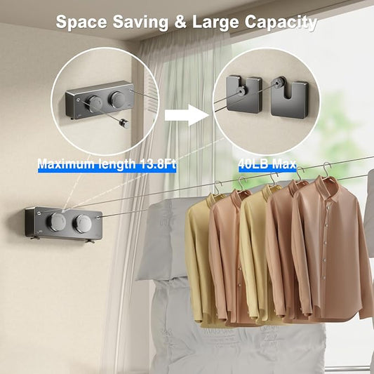 Retractable Twin Clothesline Indoor, Non-Sagging Outdoor Clothes Line - Image 2