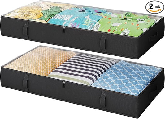 2-Pack Under Bed Storage, 6 Inches Tall Closet Organizers and Storage Bins by Makestorageclosetolife