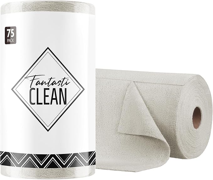 Fantasticlean Microfiber Cleaning Cloth Roll -75 Pack, Tear Away Microfiber by Fantasticlean
