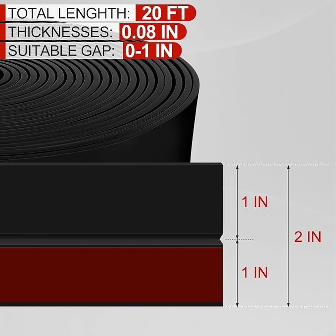 MYFAMIREA Door Weather Stripping 2IN x 20FT Door Draft Stopper Seal Tape - Image 2