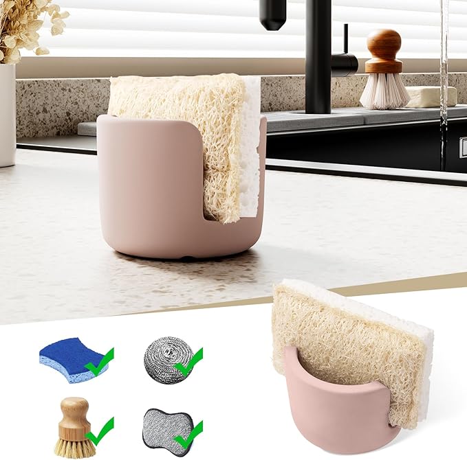Diatomite Sponge Holder for Countertop Organizer, Quick Dry Stone Sponge Caddy by SlowSLog