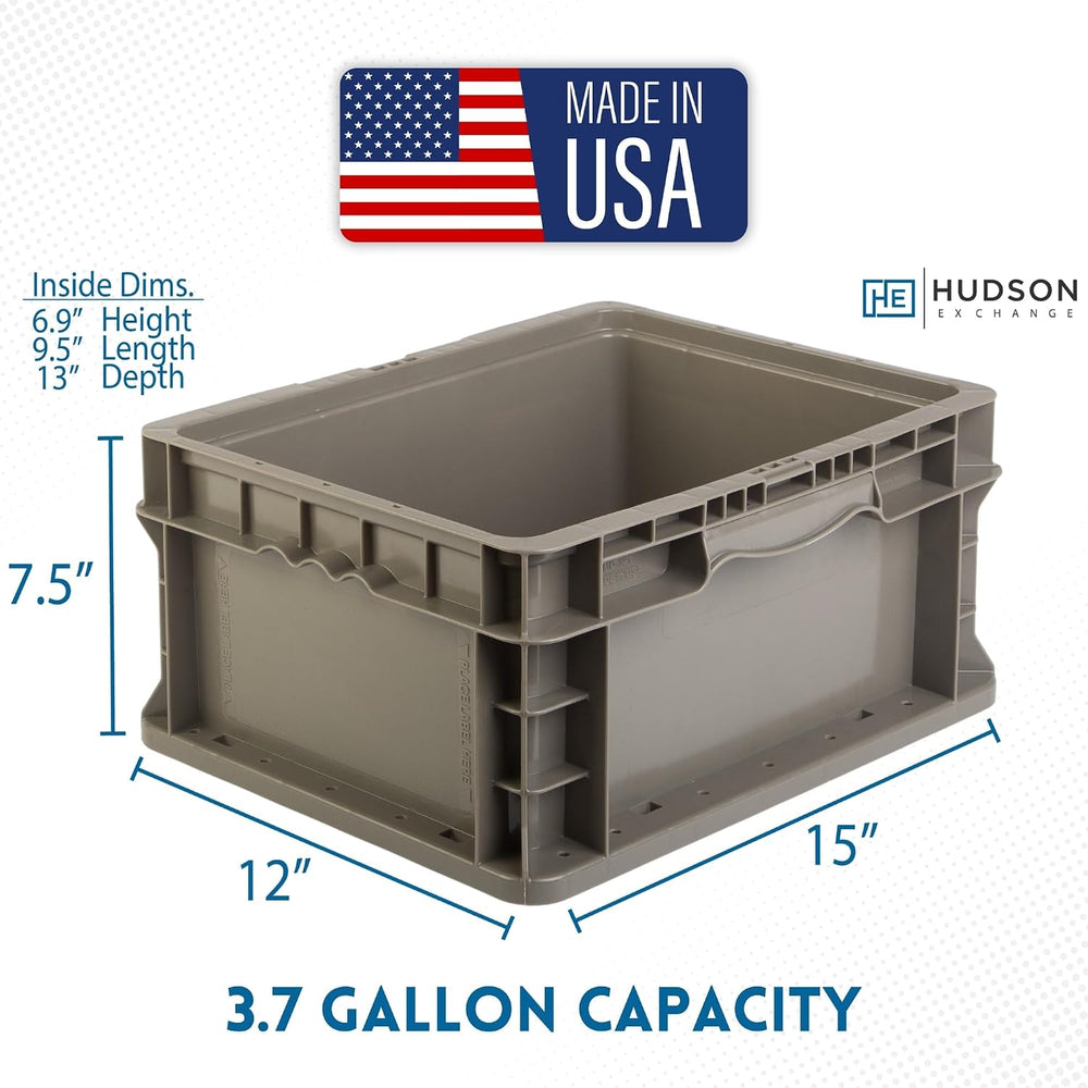 Hudson Exchange 12 x 15 x 7.5" (4 Pack) Straight Wall Handled Storage Co...