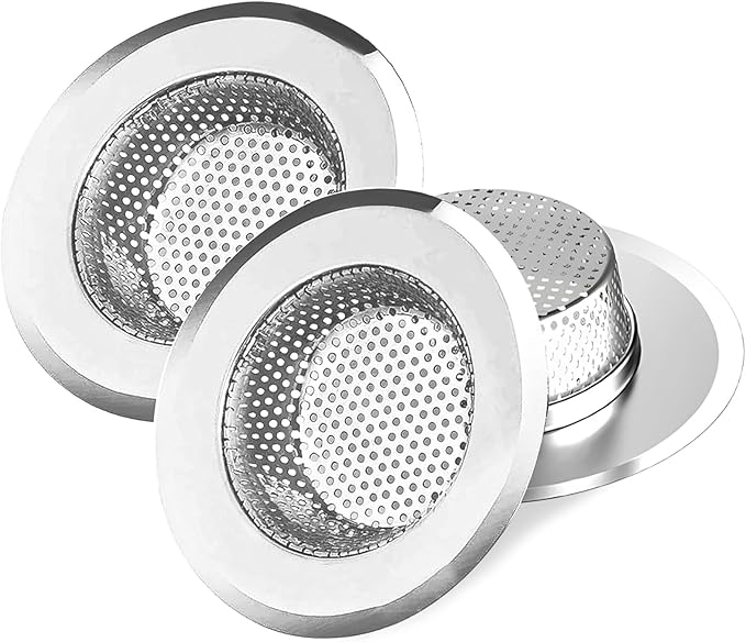 3pcs Heavy Duty Stainless Steel Slop Basket Filter Trap, 4.5" Top / 2.95" Mesh by ArtioHipo