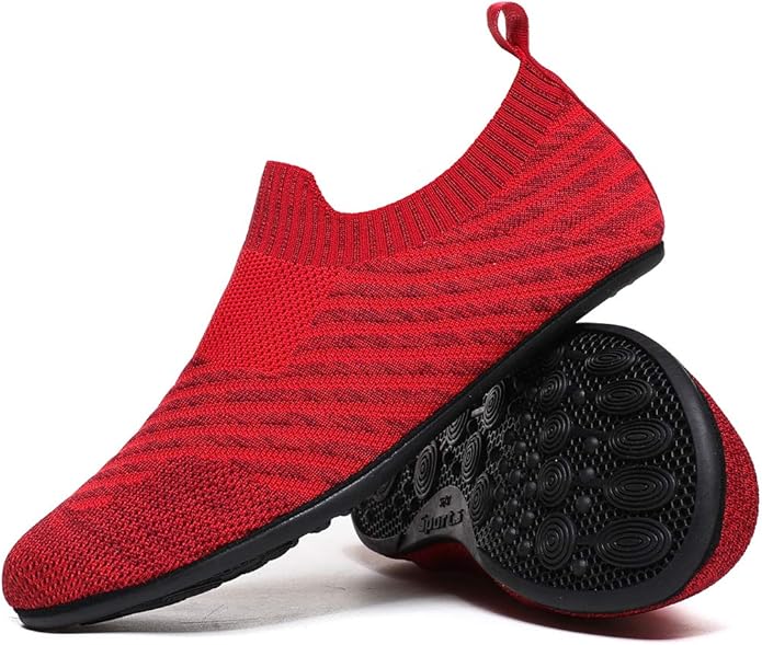 QZKDM Lightweight Slip on Grip Indoor House Slippers Barefoot Non Slip Home by QZKDM