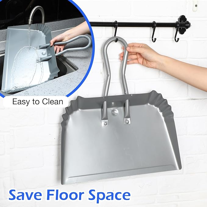 Mumufy 4 Pcs 16 Inch Heavy Duty Metal Dustpan Large Wide Dust Pans - Image 5