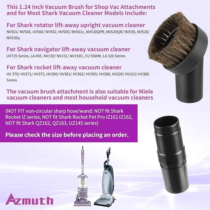 25mm Horse Hair Round Dust Brush, 1.25" Vacuum Brush Attachment - Image 2