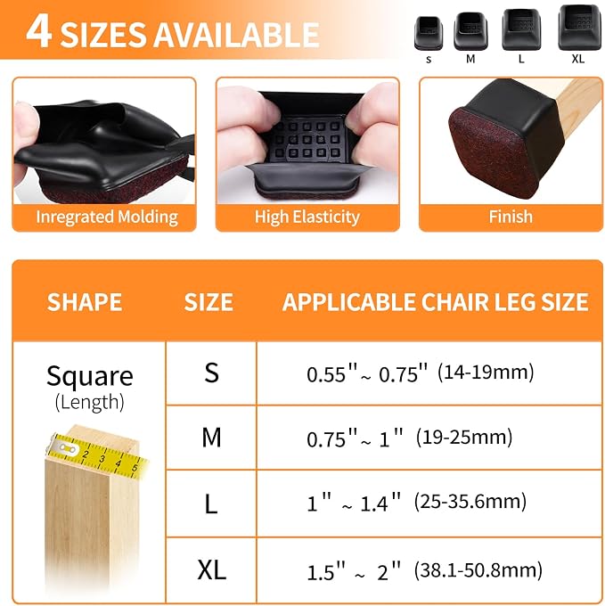 Ezprotekt 24 Pcs Square Chair Leg Floor Protectors - Image 2