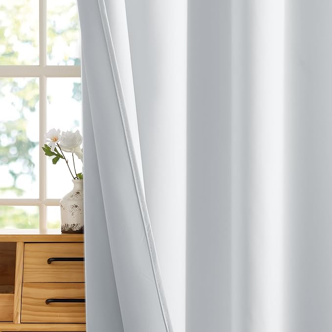 RYB HOME White Short Blackout for Small Window 45 inches Length, Thermal - Image 5