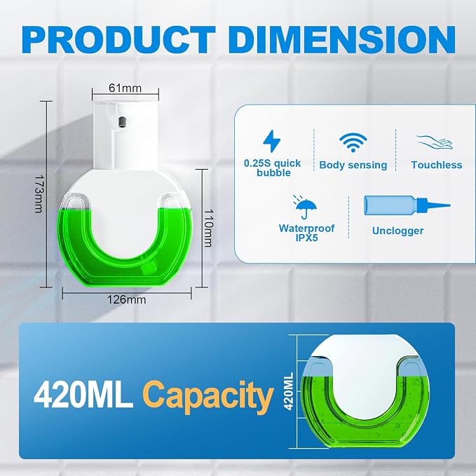 Automatic soap dispenser touchless 15oz/420ml Kitchen Dish Automatic Liquid - Image 2