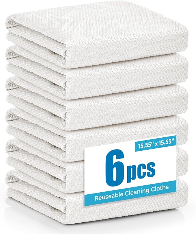 Nanoscale Microfiber Cloths 15.55”x 15.55”, Glass Window Mirror Stainless Steel by Tekswip