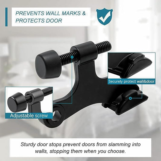 8 Pack Hinge Pin Black Door Stopper, Adjustable Heavy Duty Hinge Pin Door Stop - Image 2
